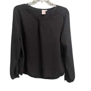 Ichi Womens Sz Large Black Lightweight Long Sleeve Blouse Top Minimalist Office